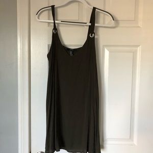 Green shift dress, small v neck